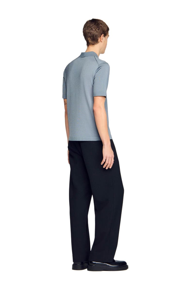 SANDRO Knitted polo with zip collar, Alternate, color, Grey / Blu