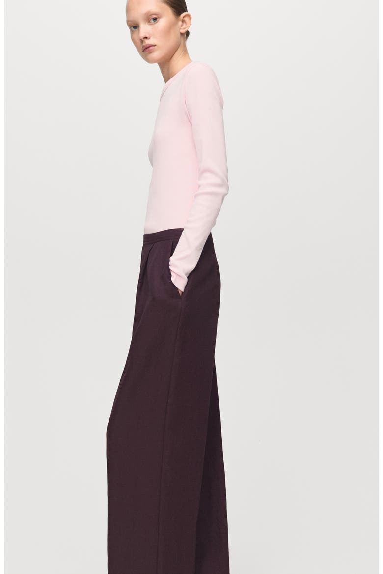 Pleated Palazzo Pants, Alternate, color, BURGUNDY