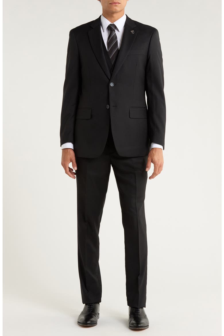 Black Mélange 3-Piece Suit, Main, color, BLACK