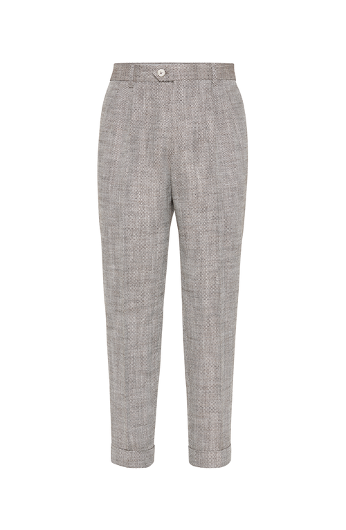 Brunello Cucinelli Straight Trousers With Belt Loops And Cuffed Hem In Brown