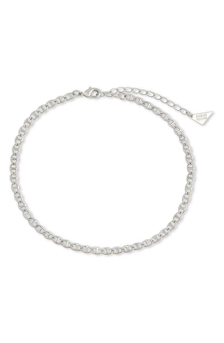 Sterling Forever Karina Mariner Chain Anklet, Main, color, Silver