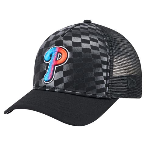 Men's New Era Black Philadelphia Phillies Gradient 9FORTY A-Frame M-Crown Trucker Adjustable Hat