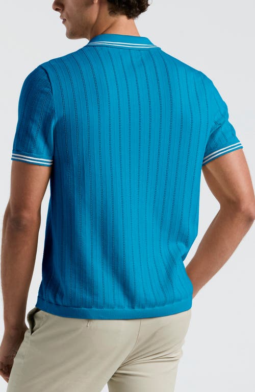 Original Penguin Drope Needle Polo Cardigan In Mosaic Blue