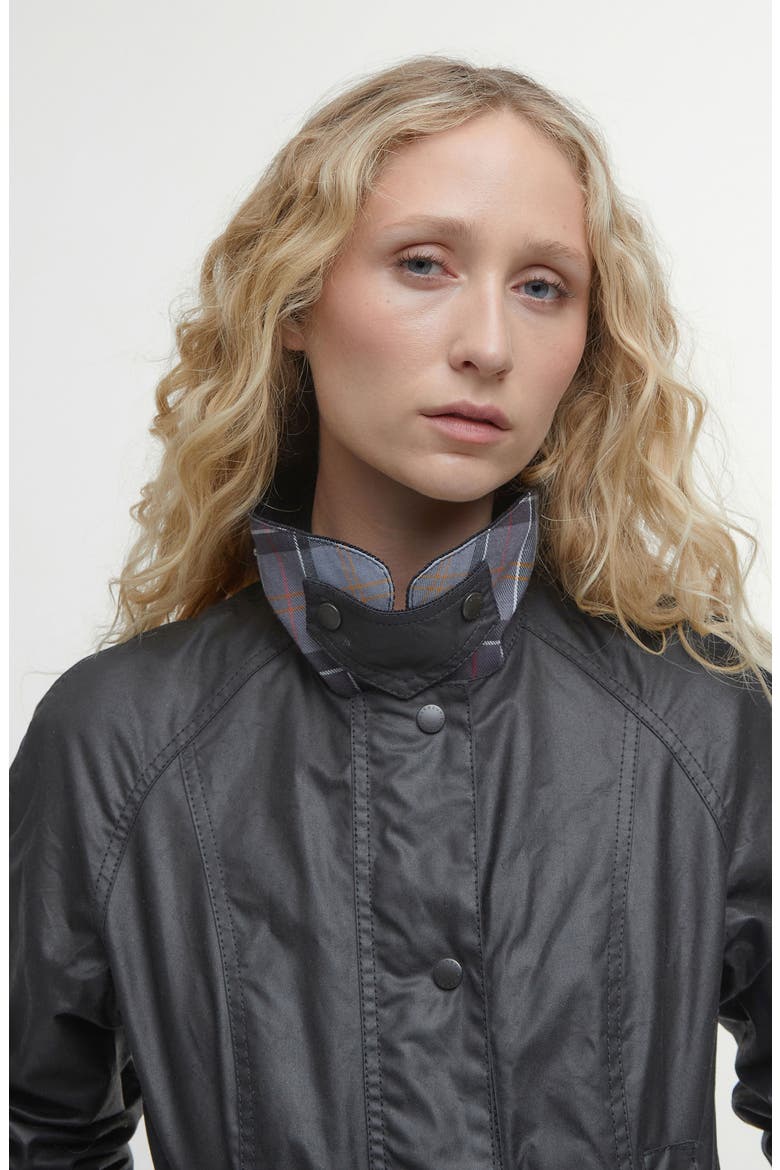 Beadnell Water Resistant Waxed Cotton Jacket, Alternate, color, BLACK
