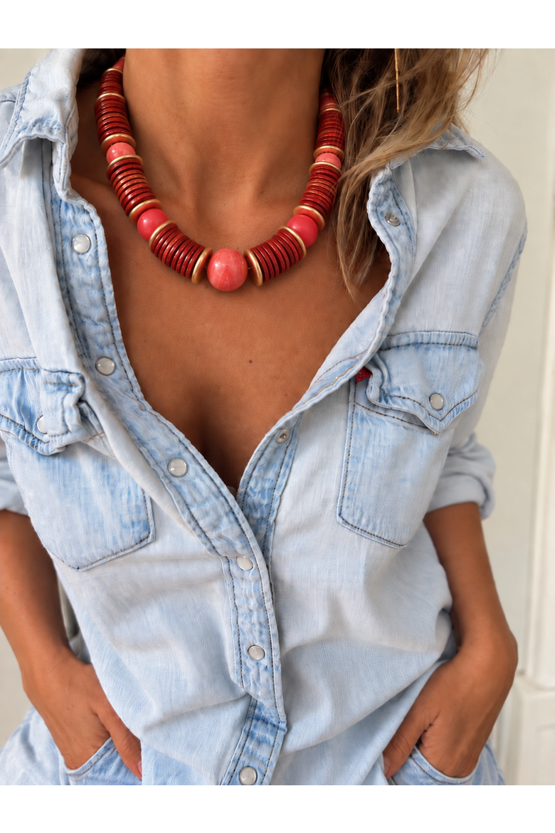 Red Hot Chili Pepper Beaded Necklace, Alternate, color, Red