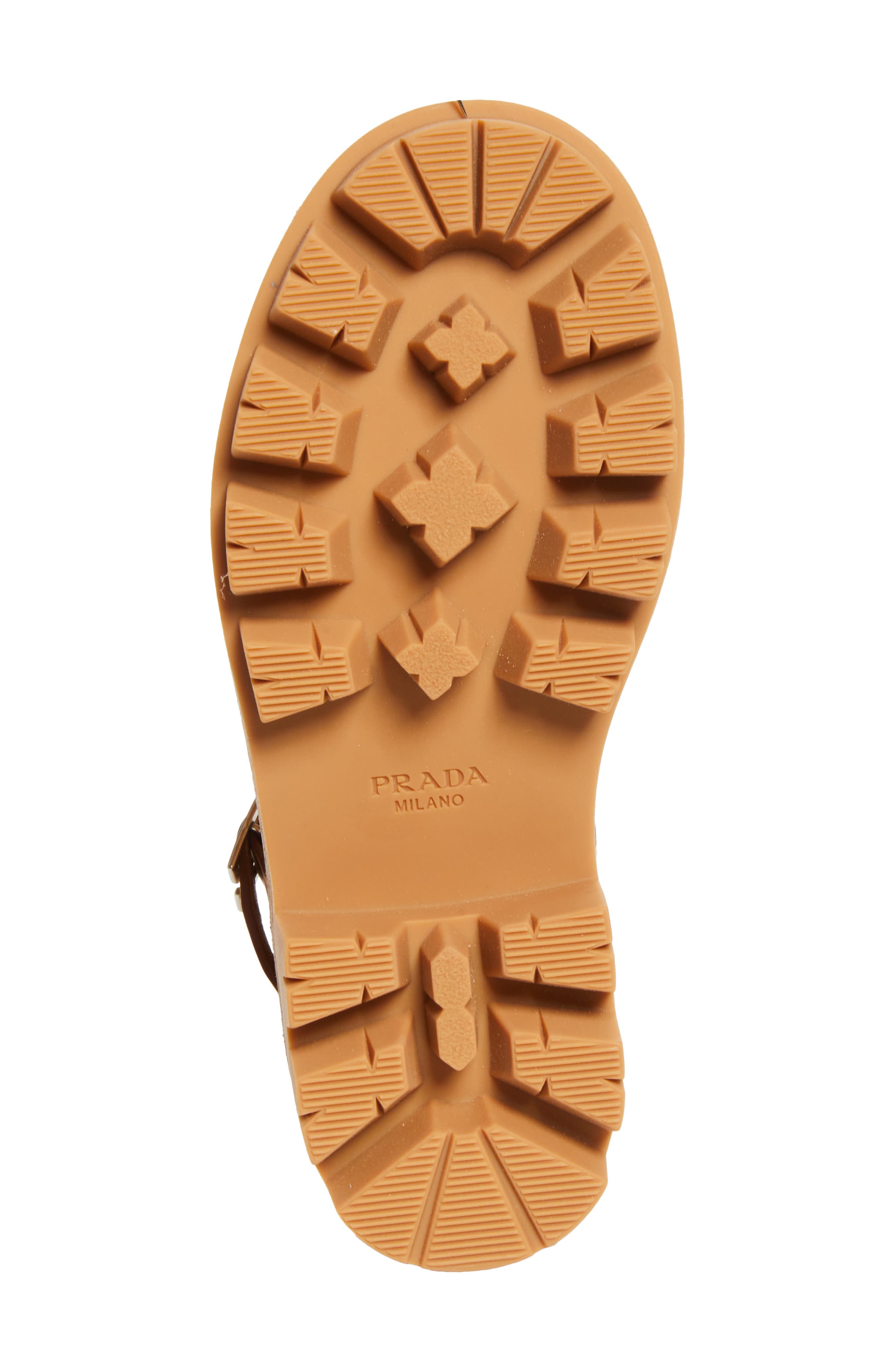Prada Crisscross Platform Sandal, Alternate, color, Naturale