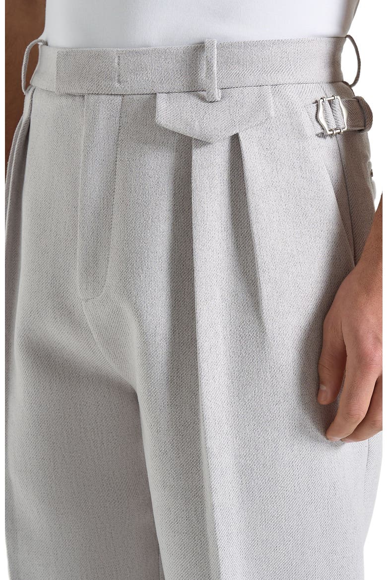 Pierre Relaxed Fit Textured Pleated Tailored Trousers, Alternate, color, Light Grey