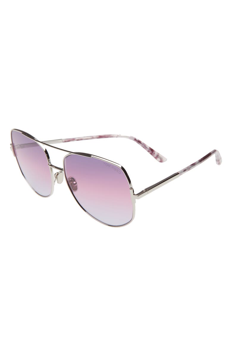 TOM FORD Lennox 62mm Oversize Aviator Sunglasses, Alternate, color, 