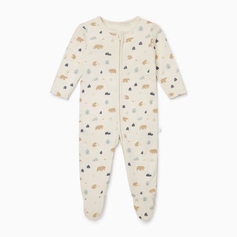 Bear Print Two Way Zip-Up Sleepsuit (Baby)