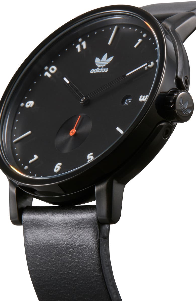 adidas District Leather Strap Watch, 40mm, Alternate, color, 