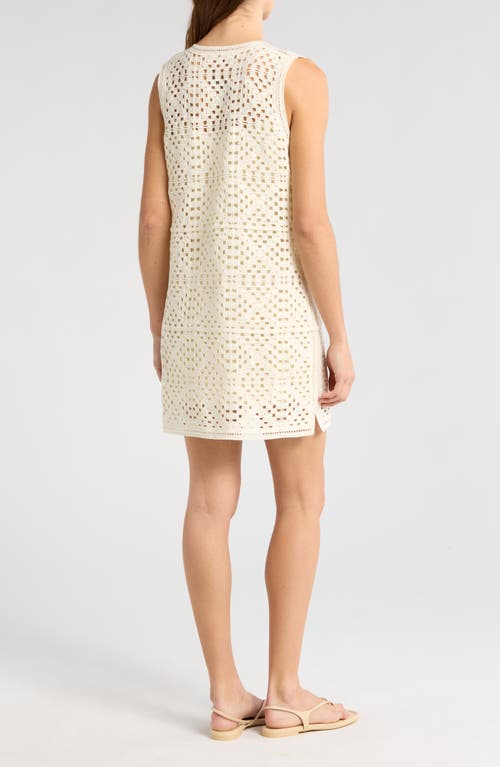 Frame Granny Square Crochet Dress In Cream