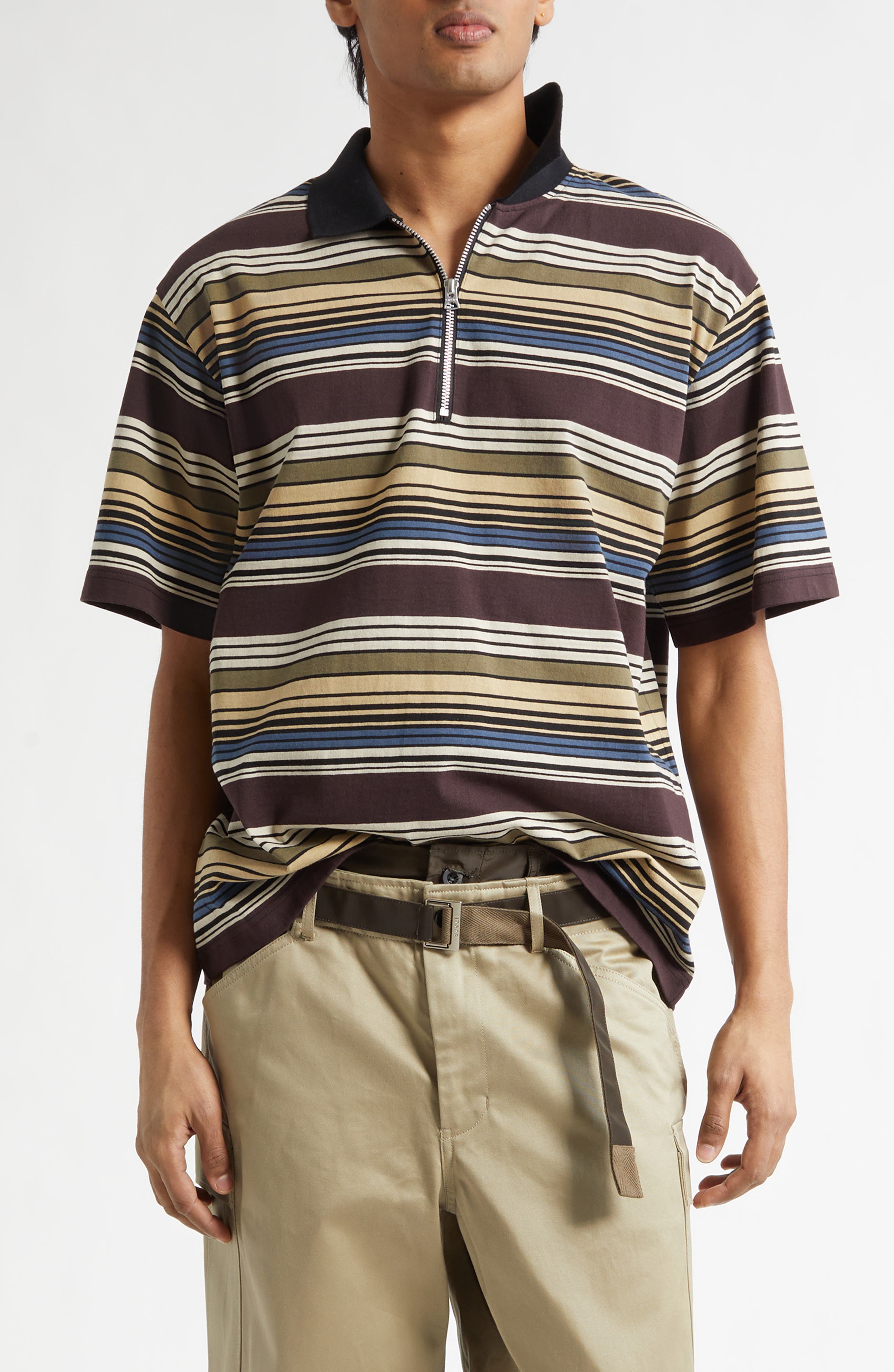 Horizontal Stripe Quarter Zip Polo - image 3