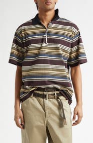 Sacai Horizontal Stripe Quarter Zip Polo