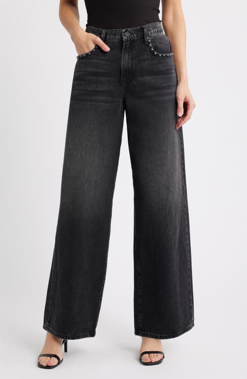 Hidden Jeans Studded High Waist Baggy Wide Leg Jeans In Animal Print