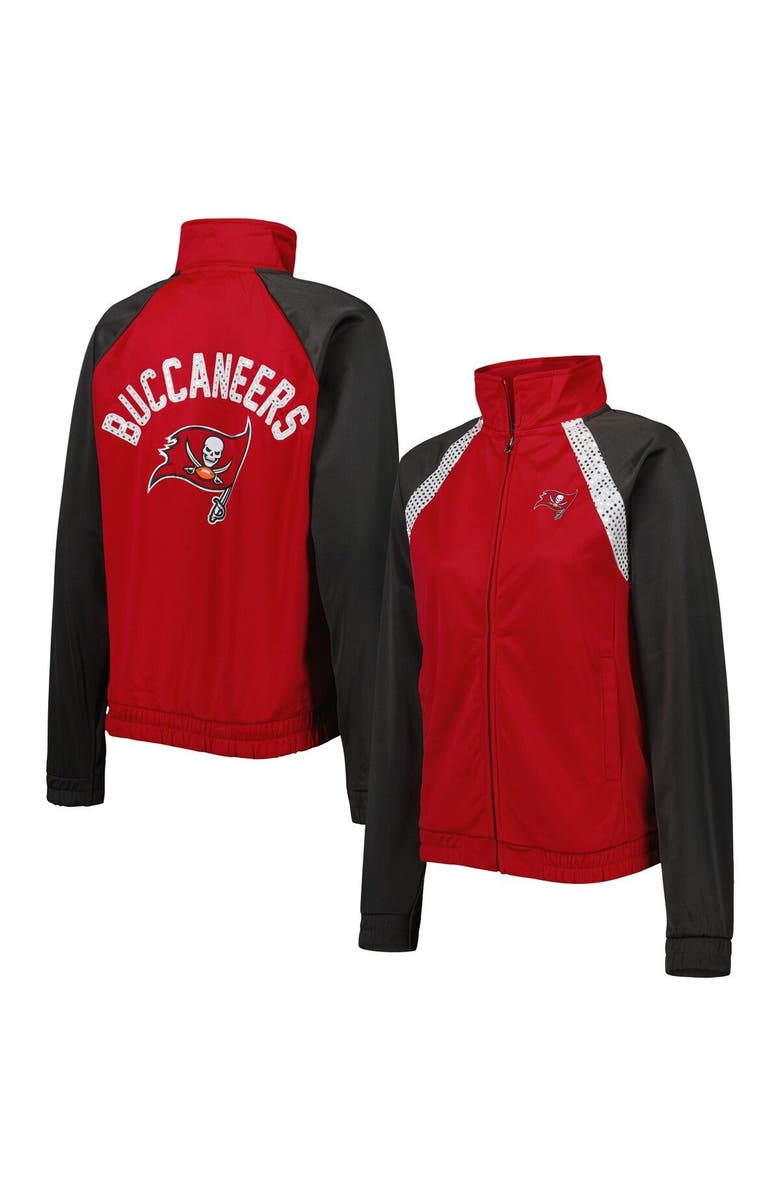 G-III 4HER BY CARL BANKS Women's G-III 4Her by Carl Banks Red/Pewter Tampa Bay Buccaneers Confetti Raglan Full-Zip Track Jacket, Main, color, 