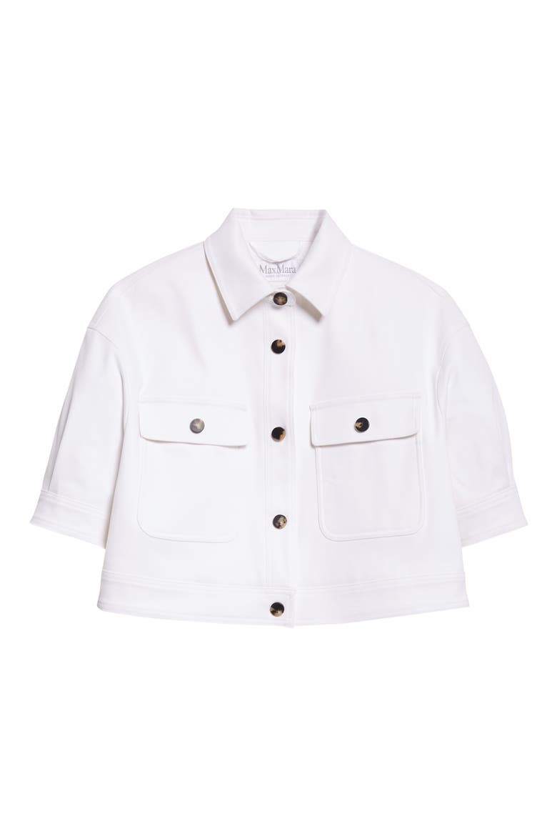 Ottano Crop Short Sleeve Cotton Stretch Twill Jacket, Alternate, color, OPTICAL WHITE