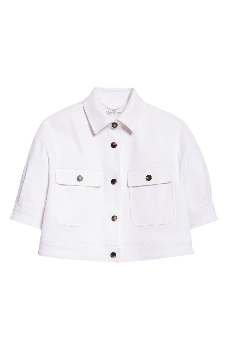Max Mara Ottano Crop Short Sleeve Cotton Stretch Twill Jacket, Alternate, color, Optical White