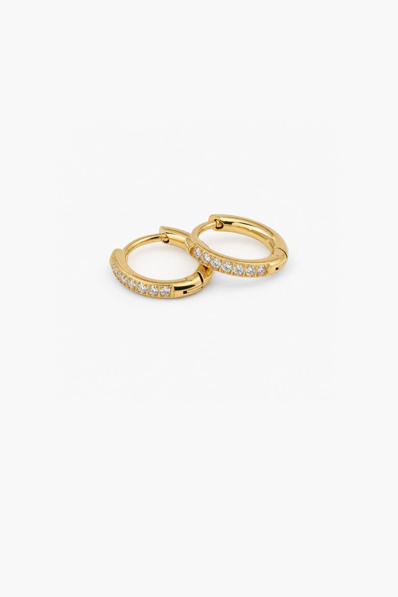 Mini Pave Huggie Hoops, Main, color, Gold