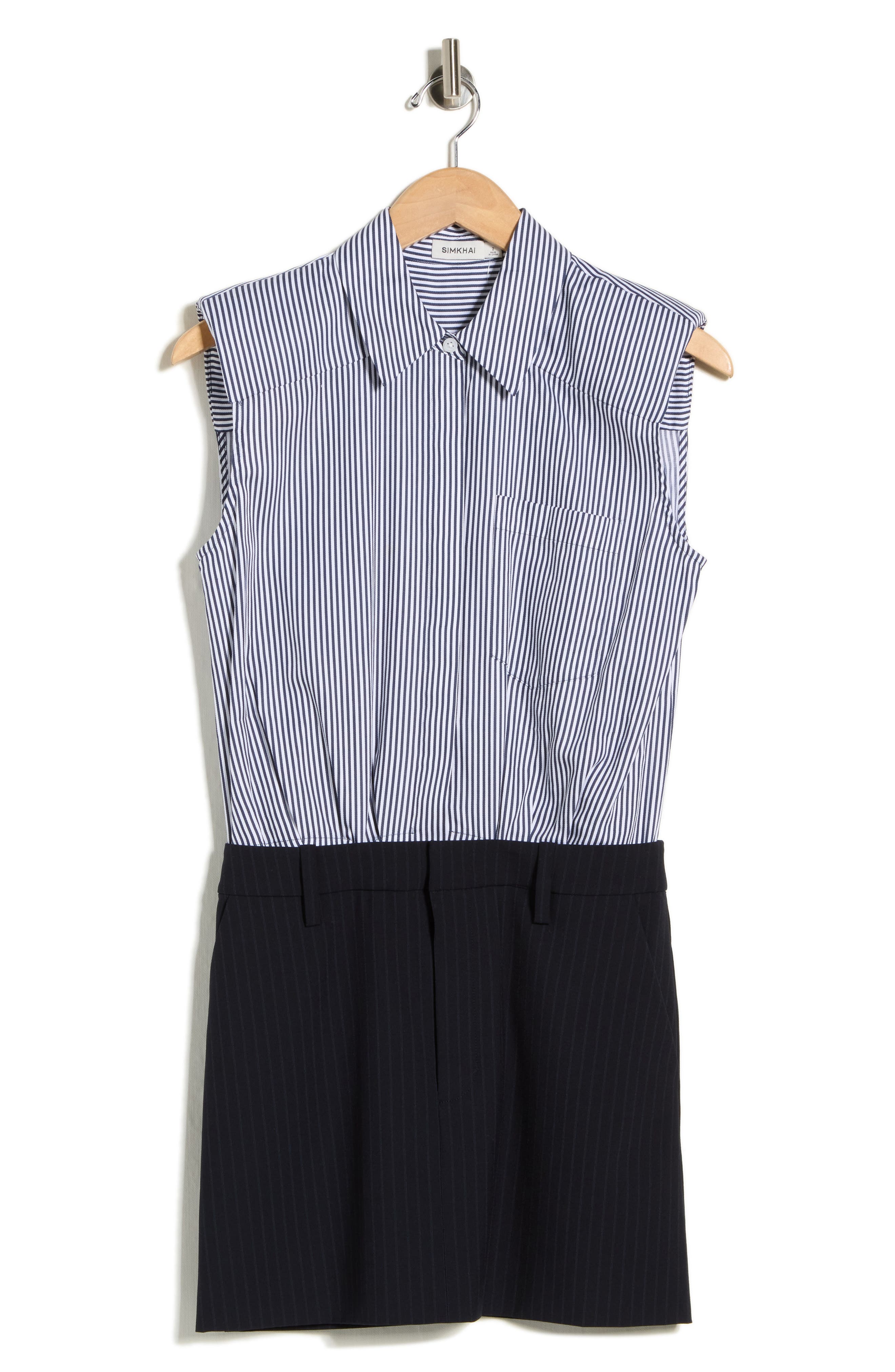 Simkhai Graham Stripe Sleeveless Mixed Media Minidress