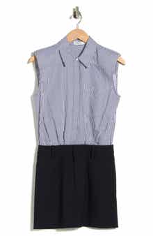 Simkhai Graham Stripe Sleeveless Mixed Media Minidress