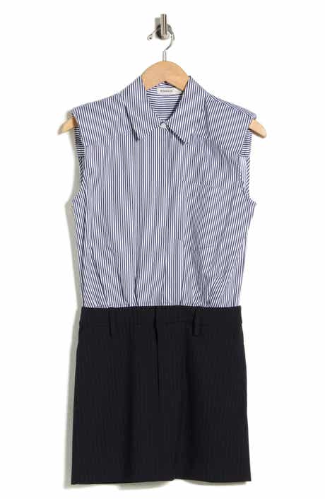 Simkhai Graham Stripe Sleeveless Mixed Media Minidress