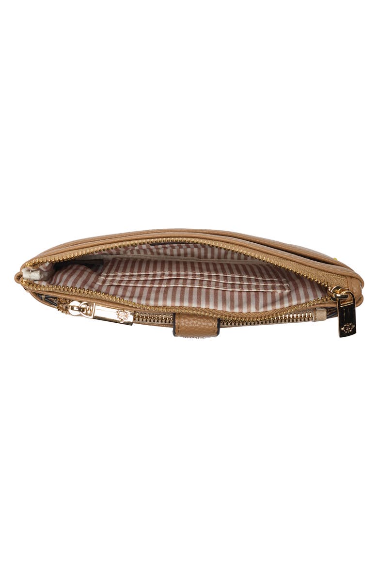 Faux Leather Wristlet with Card Case, Alternate, color, BROWN SUGAR/ BROWN GINGHAM