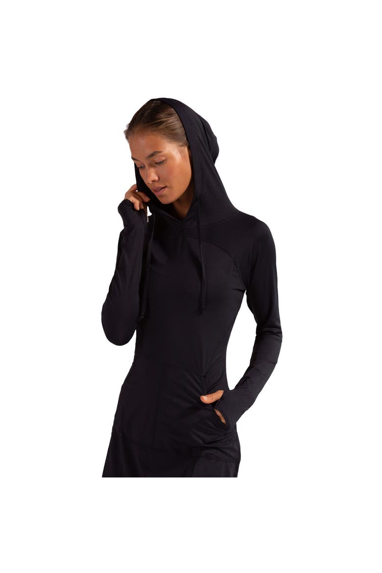 Women's Long Sleeve Sun and UV Protection Hoodie Dress Relaxed, Main, color, Black