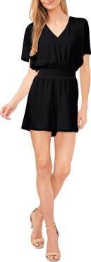CeCe Flutter Sleeve Smock Waist Romper