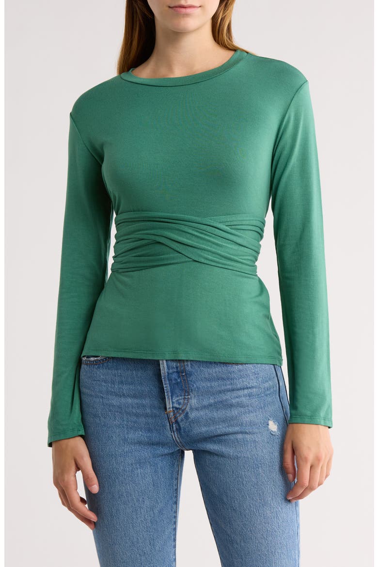 Tie Front Long Sleeve Knit Top, Main, color, KASHMIR