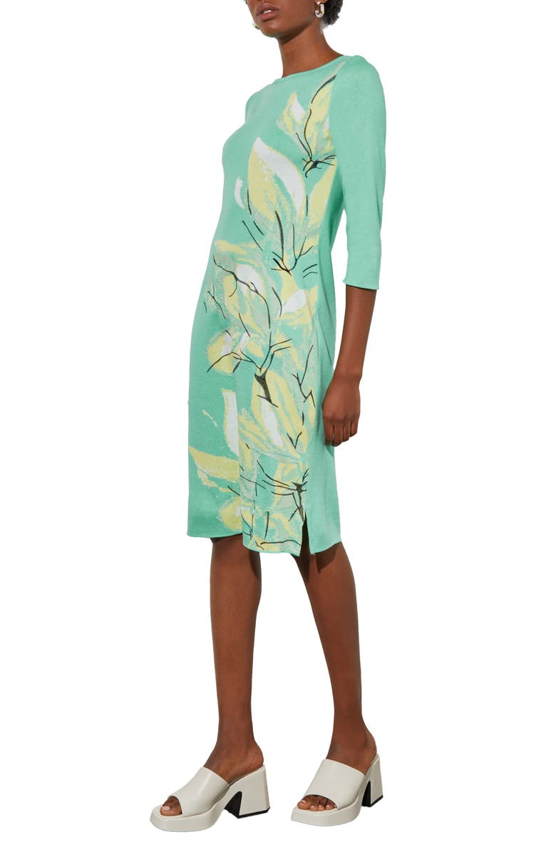 Ming Wang Botanical Jacquard Sweater Dress, Alternate, color, 