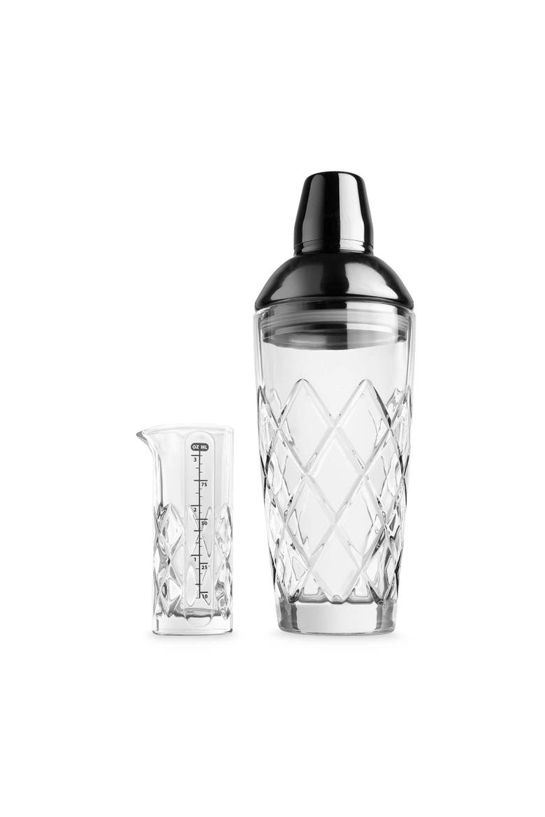 Yarai Glass Cocktail Shaker & Jigger Set, Alternate, color, Black Chrome