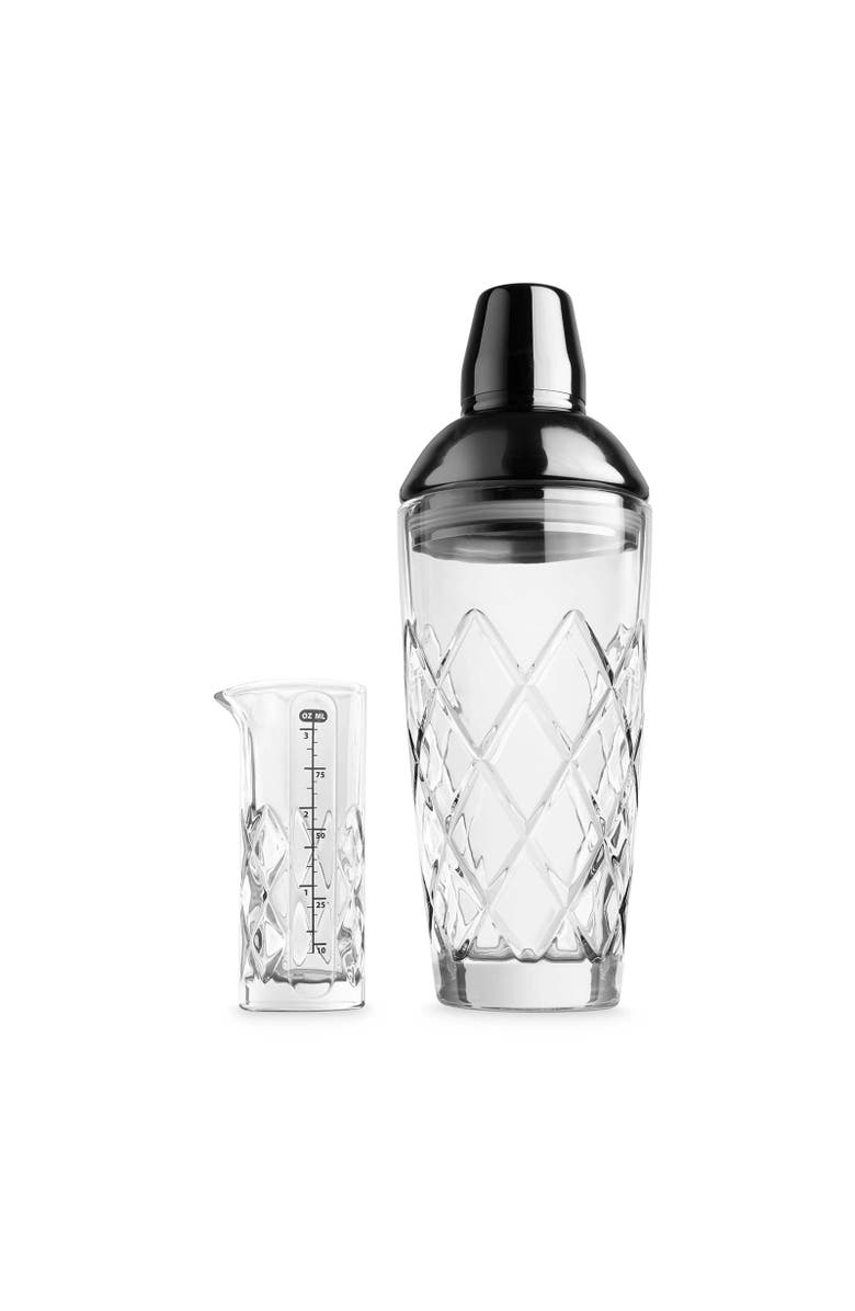 FINAL TOUCH Yarai Glass Cocktail Shaker & Jigger Set, Alternate, color, Black Chrome