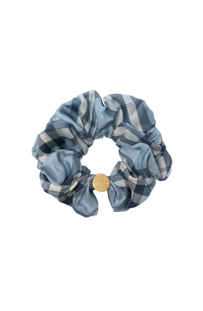 Burberry Check Silk Scrunchie, Main, color, Bank Blue