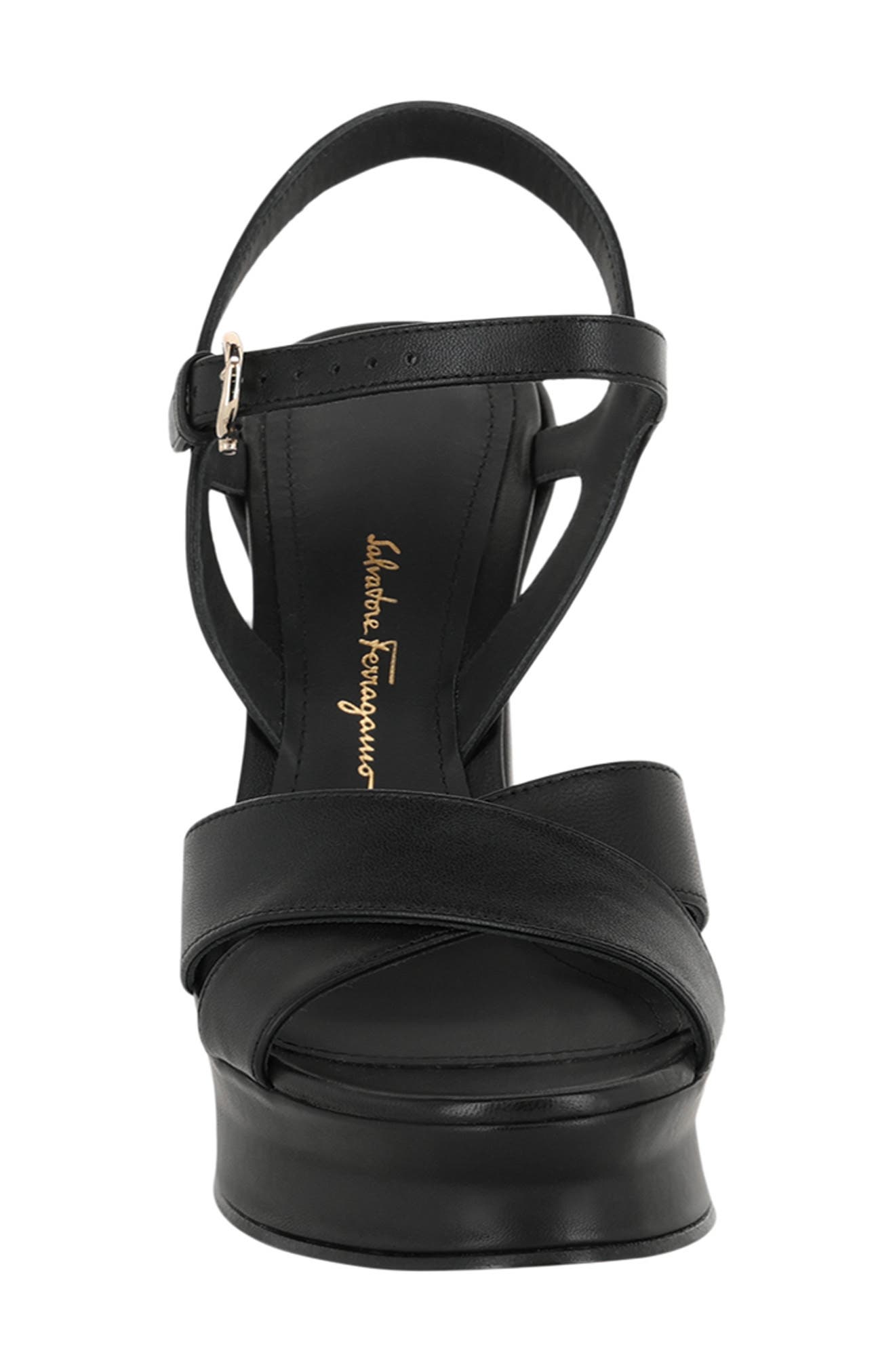 FERRAGAMO Platform Ankle Strap Leather Sandal, Alternate, color, 