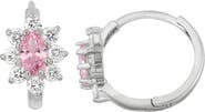 FZN Kids' Sterling Silver CZ Cluster Hoop Earrings