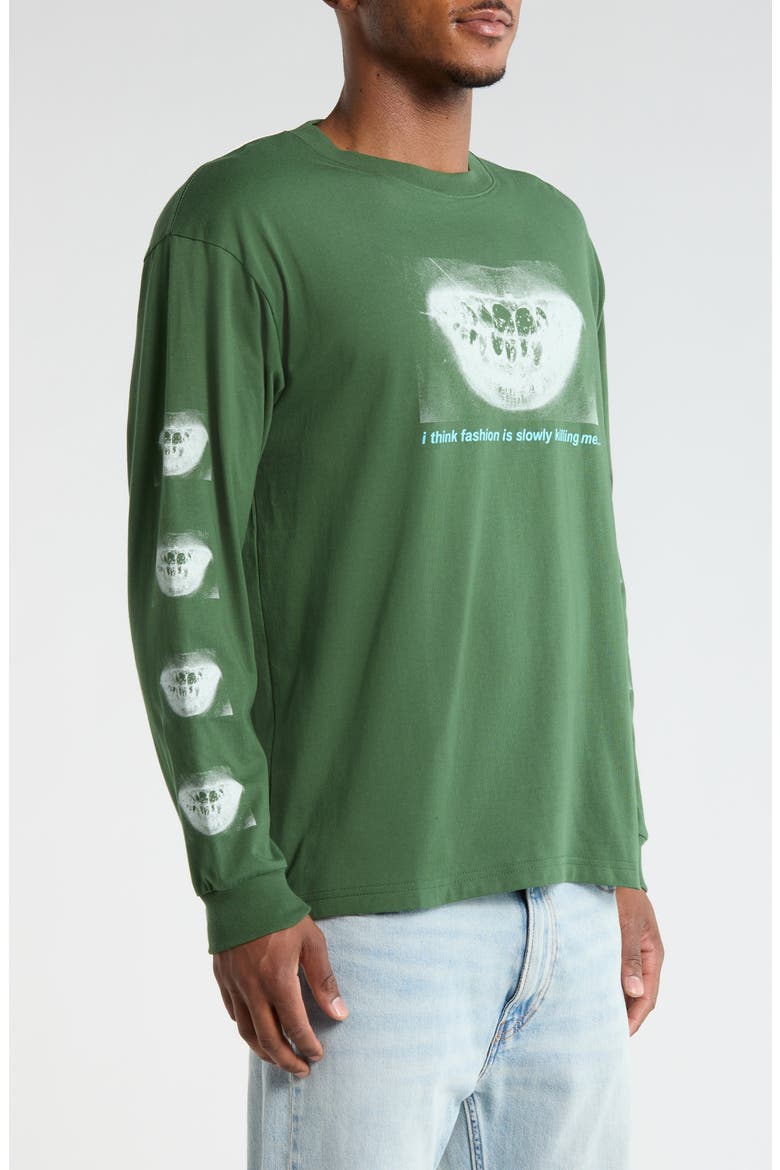 Decay Graphic Print Long Sleeve T-Shirt, Alternate, color, FOREST