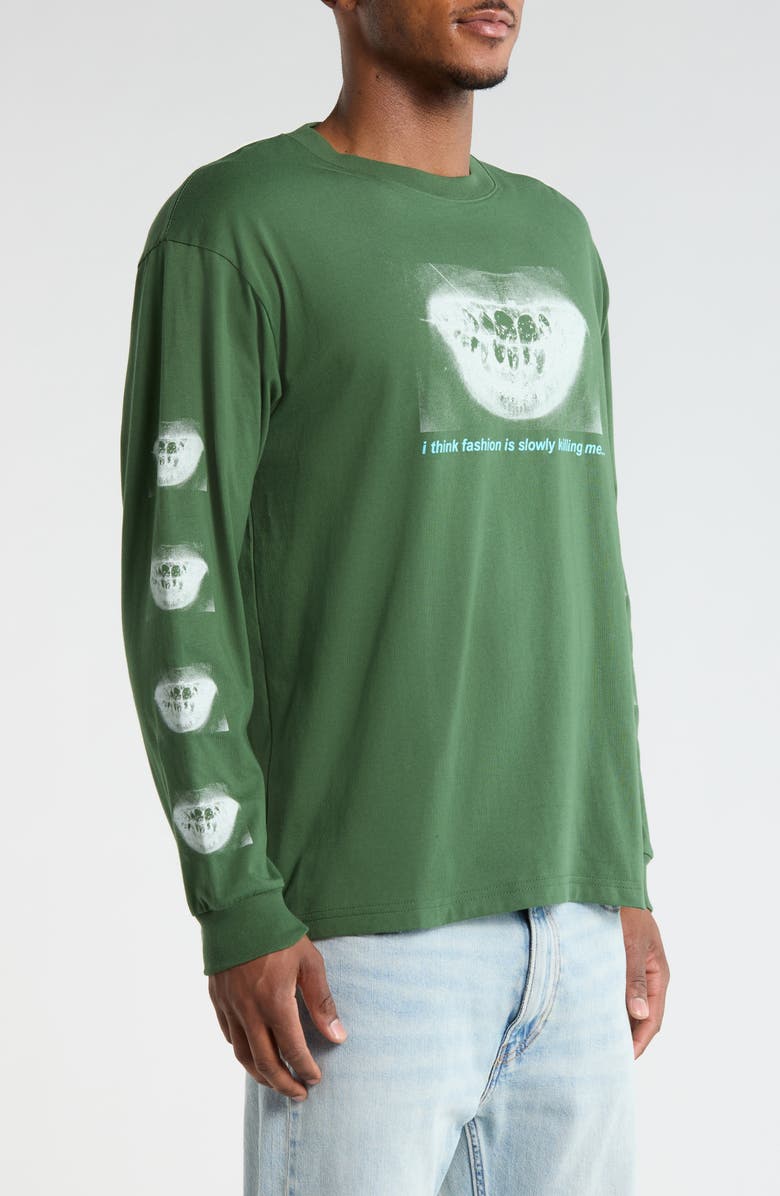 PLEASURES Decay Graphic Print Long Sleeve T-Shirt, Alternate, color, Forest