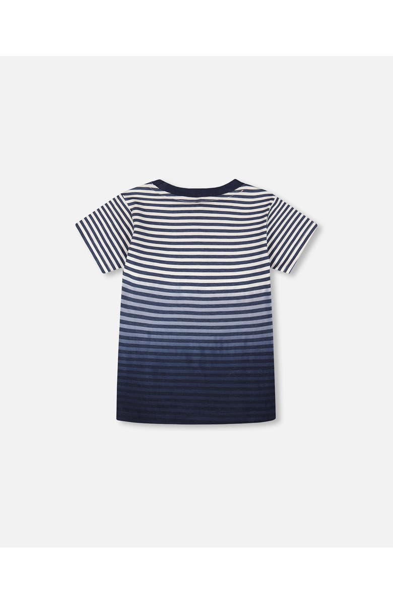 Deux par Deux Organic Cotton Gradient Stripes Short Sleeve T-Shirt, Alternate, color, Striped Gradient Blue