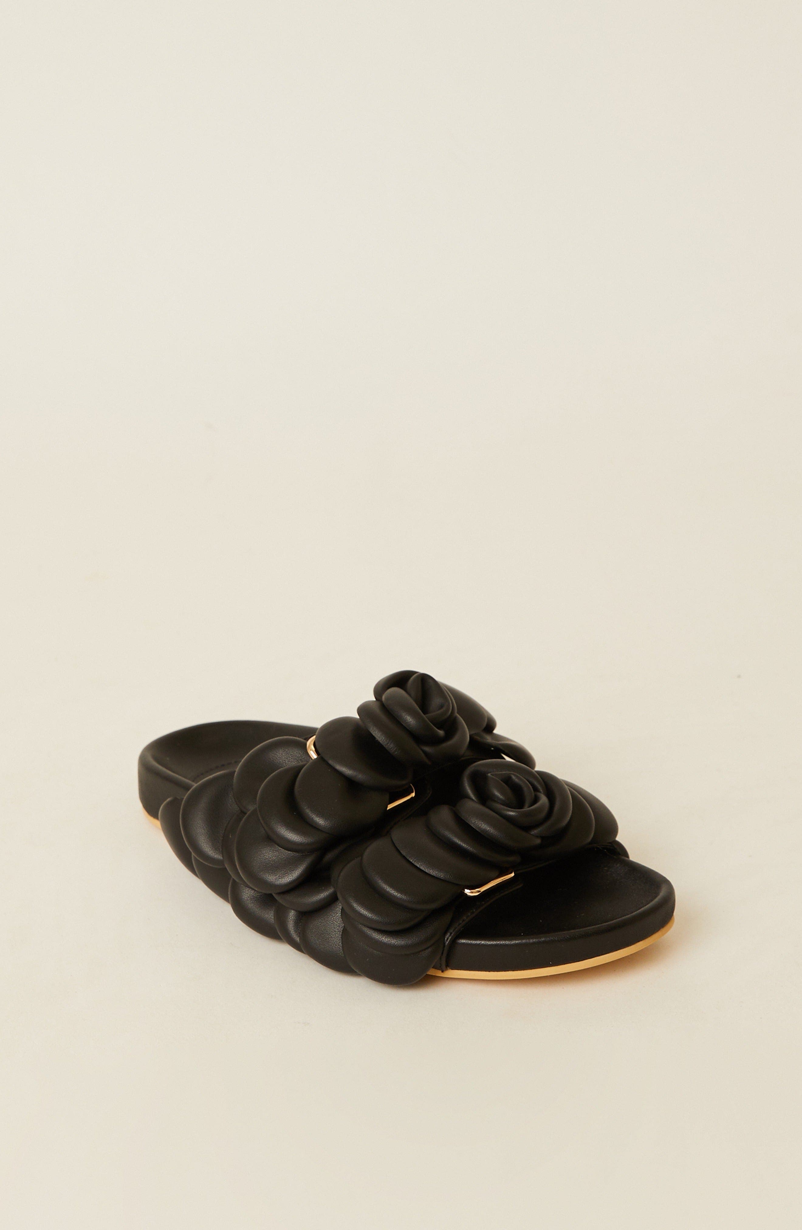 AYANA FLORAL SLIDE, Main, color, BLACK