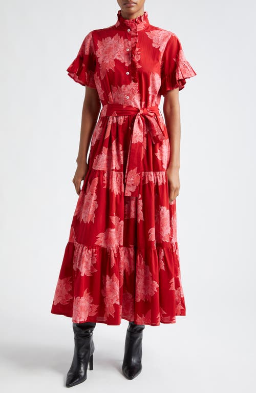 MILLE Victoria Ruffle Front Dress in Crimson Floral 