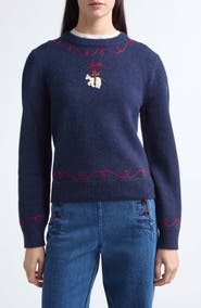 Bode Cowboy Appliqué Alpaca & Merino Wool Sweater