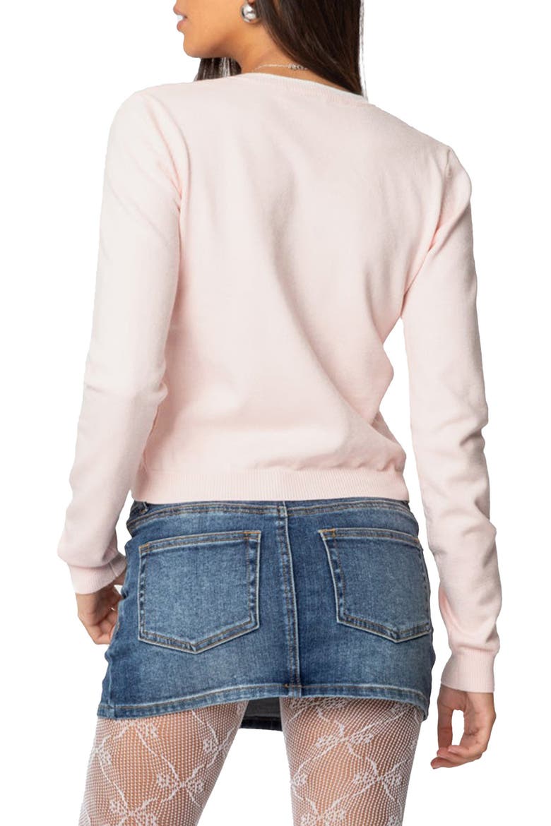 Contrast Bow Cardigan, Alternate, color, LIGHT-PINK