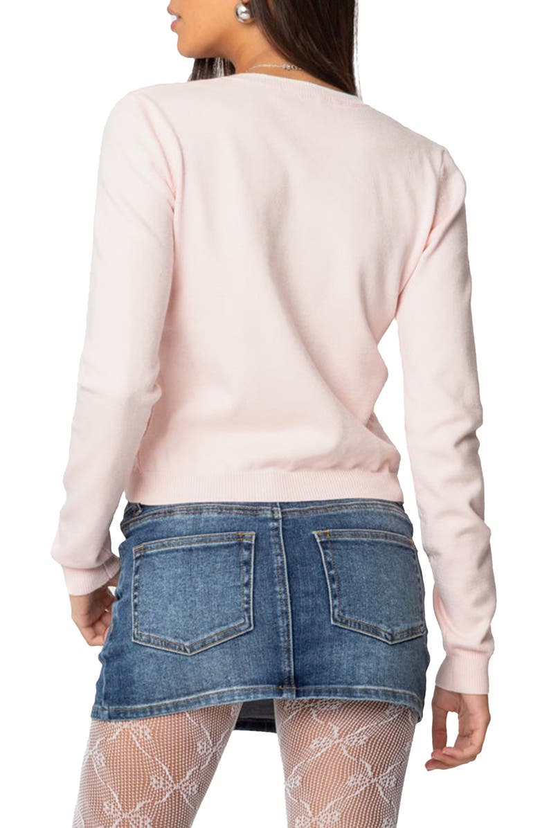 EDIKTED Contrast Bow Cardigan, Alternate, color, Light-Pink