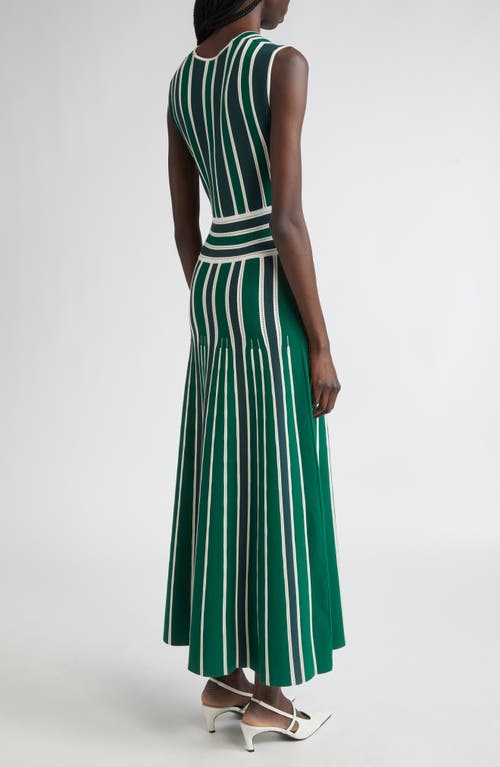 Max Mara Tallone Stripe Sleeveless Maxi Sweater Dress In Green