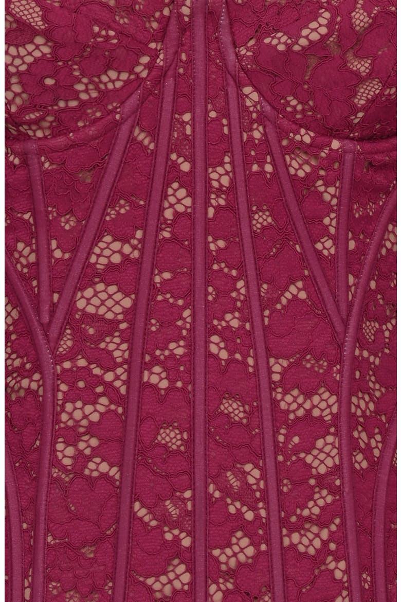 Rania Wine Lace Corset Top, Alternate, color, RED