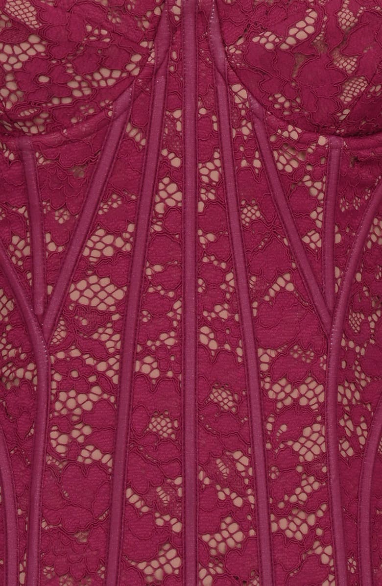 HOUSE OF CB Rania Wine Lace Corset Top, Alternate, color, Red