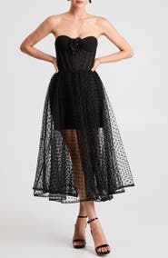 HELSI Valen Flocked Strapless Party Dress