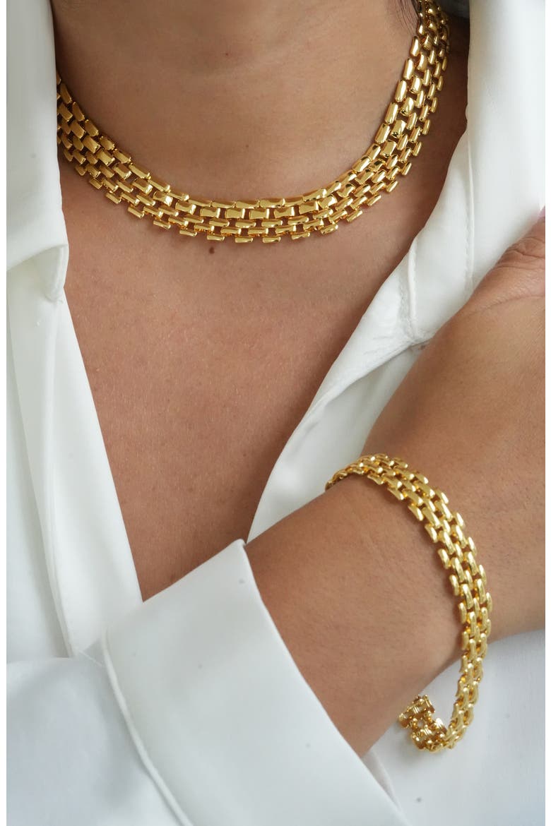 Panthera Collar Necklace, Alternate, color, GOLD