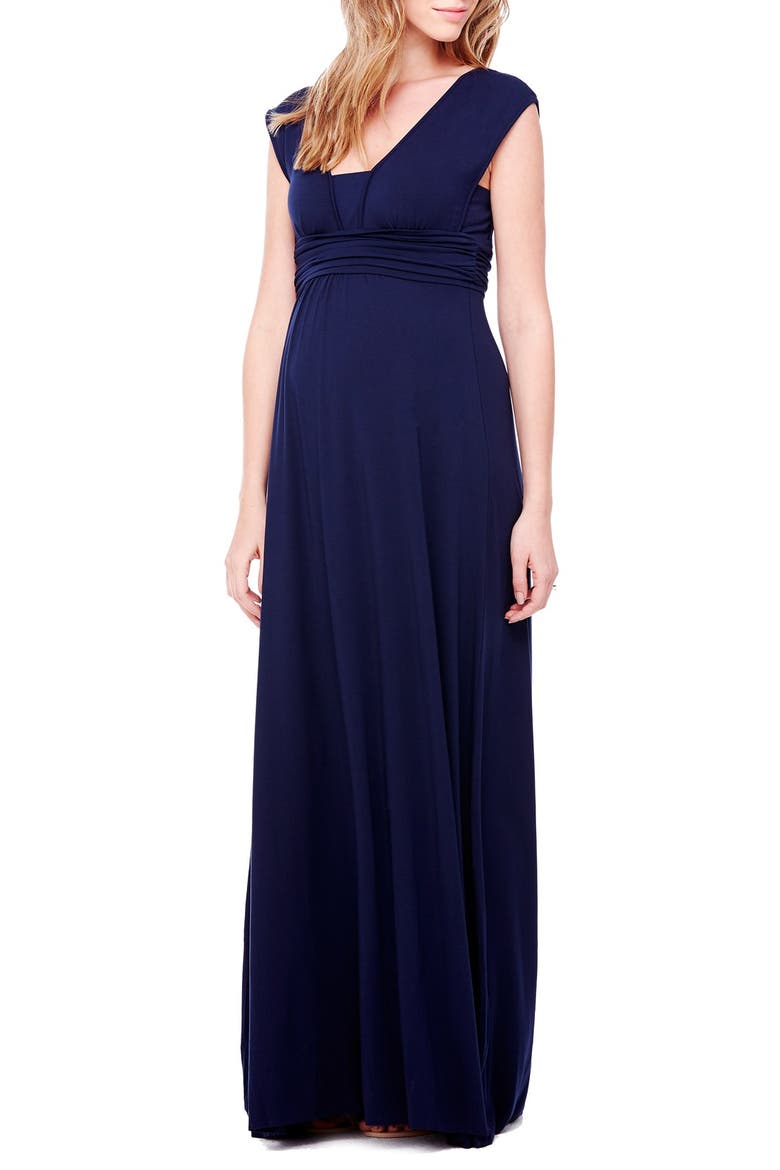 Ingrid & Isabel® Empire Waist Maternity Maxi Dress, Main, color, TRUE NAVY