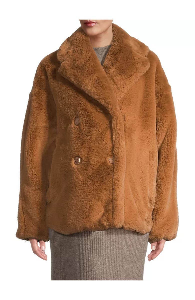 Emilia George Maia Faux Fur Coat, Main, color, Brown